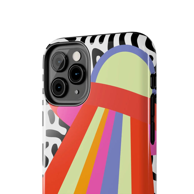 Retro Mod UFO Rainbow Beam Tough Phone Case LavenderCeleste