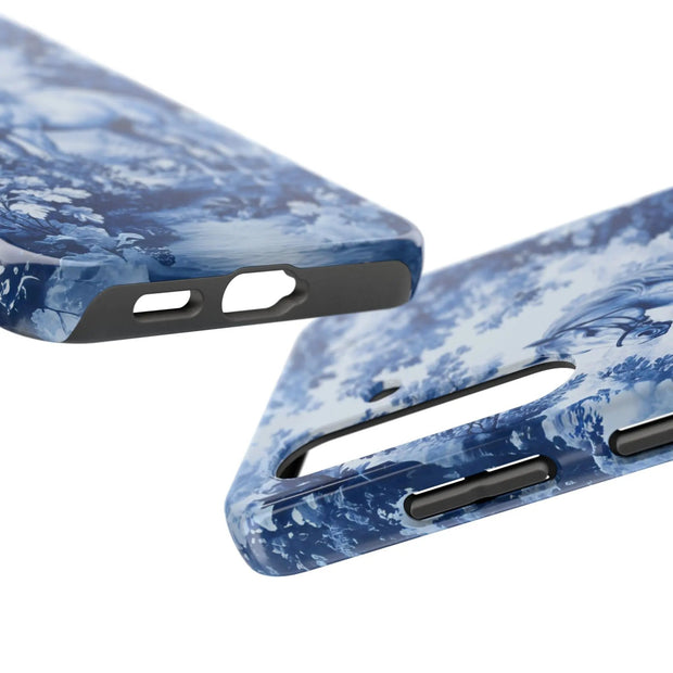 Blue Toile Horse Country Scenic Tough Phone Case LavenderCeleste