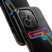 Neon Rainbow Gun Tough Phone Case – Bold Retro Vaporwave Aesthetic LavenderCeleste