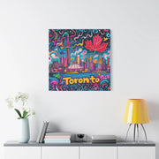 Toronto Pop Art Skyline Matte Canvas Wall Art LavenderCeleste