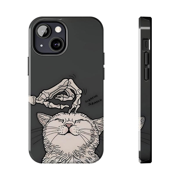 Skeleton Scratch Cat Gothic Humor Tough Phone Case LavenderCeleste