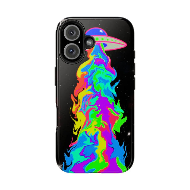 Psychedelic Neon UFO Abduction Tough Phone Case LavenderCeleste