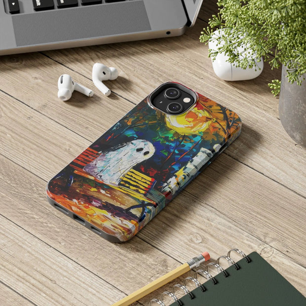 Lonely Ghost Tough Phone Case – Abstract Fall Park Bench Painting