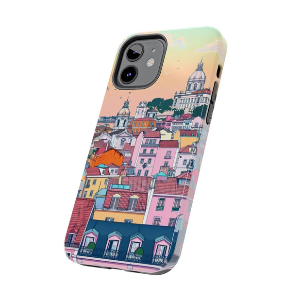 Lisbon Portugal Tough Phone Case – Pastel City Skyline Aesthetic