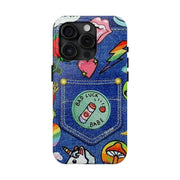 Retro Kidcore Denim Patch Tough Phone Case LavenderCeleste