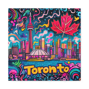 Toronto Pop Art Skyline Matte Canvas Wall Art LavenderCeleste