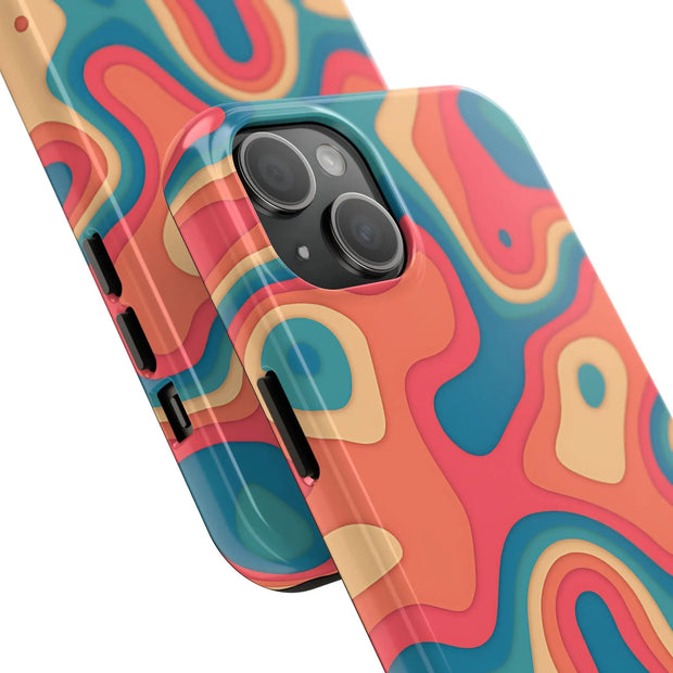 Retro Coral Abstract Mid-Century Tough Phone Case LavenderCeleste