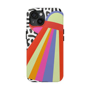 Retro Mod UFO Rainbow Beam Tough Phone Case LavenderCeleste