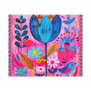 Whimsical Pink Blue Floral Matte Canvas Art - LavenderCeleste