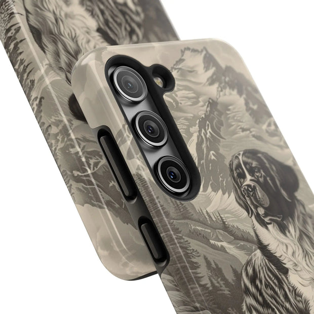 Saint Bernard Toile de Jouy Vintage Tough Phone Case LavenderCeleste