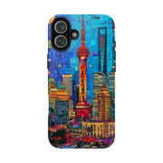 Shanghai Skyline Collage Pop Art Tough Phone Case LavenderCeleste
