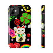 Lucky Symbols Tough Phone Case – 777 Dice Rainbow Maneki Neko Design - LavenderCeleste