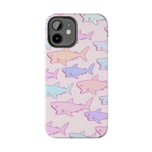 Pastel Shark Pattern Tough Phone Case Printify