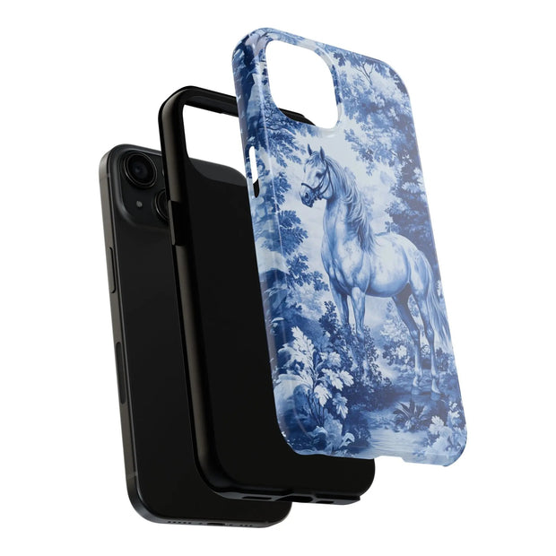 Blue Toile Horse Country Scenic Tough Phone Case LavenderCeleste