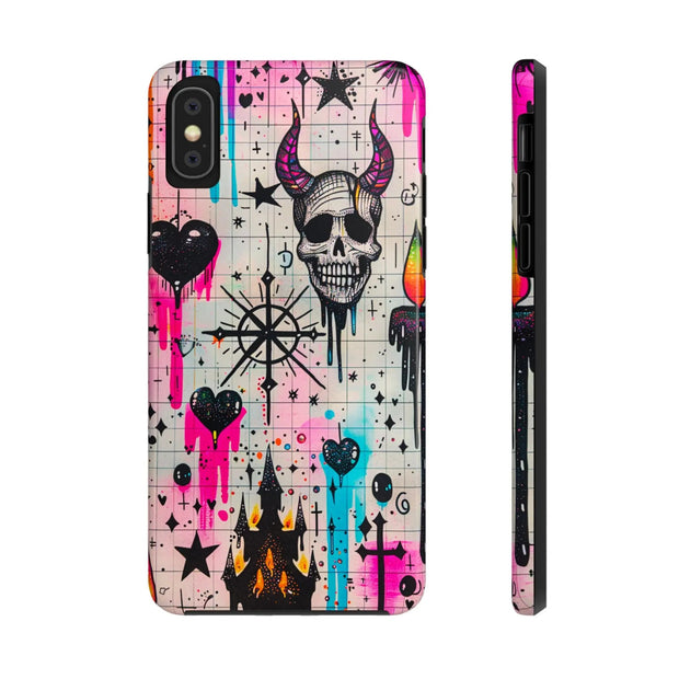 Skull Occult Neon Drip Pastel Goth Tough Phone Case LavenderCeleste