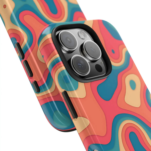 Retro Coral Abstract Mid-Century Tough Phone Case LavenderCeleste