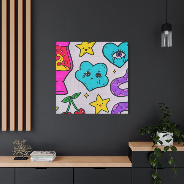 Kawaii Lava Lamp Sad Cloud Snake Matte Canvas Print LavenderCeleste