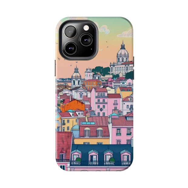 Lisbon Portugal Tough Phone Case – Pastel City Skyline Aesthetic
