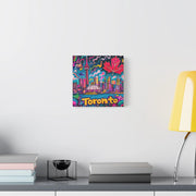 Toronto Pop Art Skyline Matte Canvas Wall Art LavenderCeleste