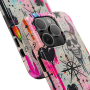 Skull Occult Neon Drip Pastel Goth Tough Phone Case LavenderCeleste