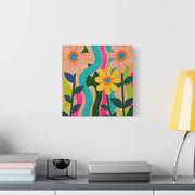 Groovy Paper Cut Flower Matte Canvas Art LavenderCeleste