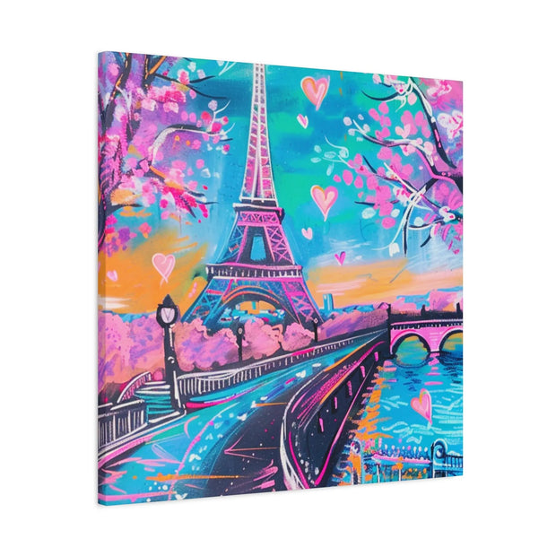 Pink Paris Eiffel Tower Dreamy Matte Canvas Art LavenderCeleste