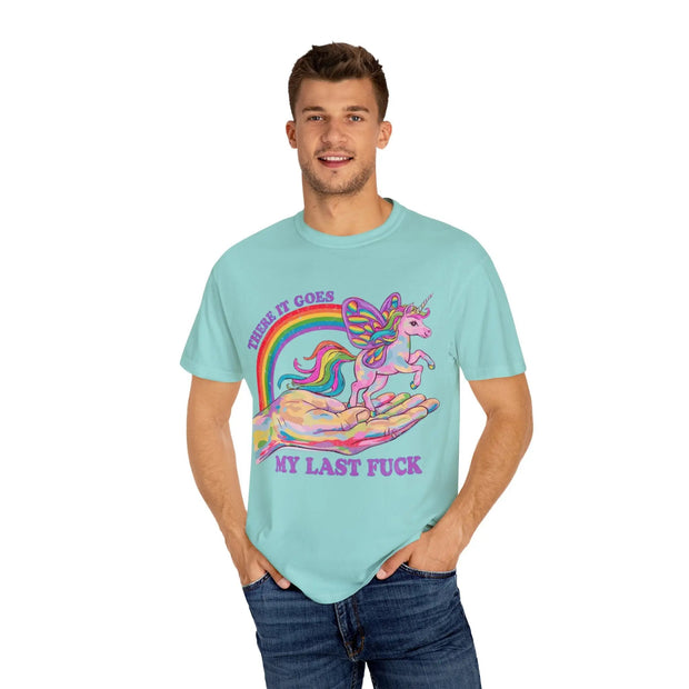 There It Goes My Last Fuck Funny Unicorn Comfort Colors Tee LavenderCeleste