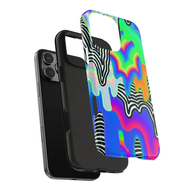 Trippy Technicolor Drip Retro Tough Phone Case LavenderCeleste