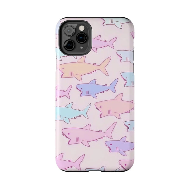 Pastel Shark Pattern Tough Phone Case Printify