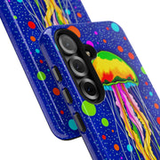 Vibrant Neon Jellyfish Cosmic Sea Tough Phone Case