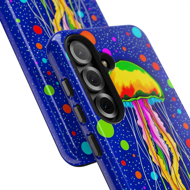 Vibrant Neon Jellyfish Cosmic Sea Tough Phone Case