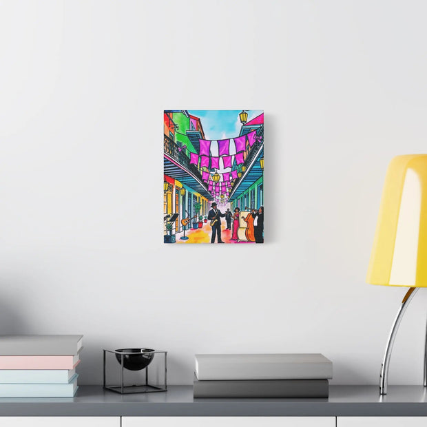 Vibrant New Orleans Jazz Street Matte Canvas – French Quarter Music Scene Printify