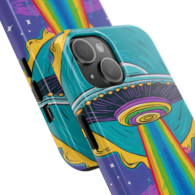 Rainbow UFO Cow Abduction Tough Phone Case WOYC