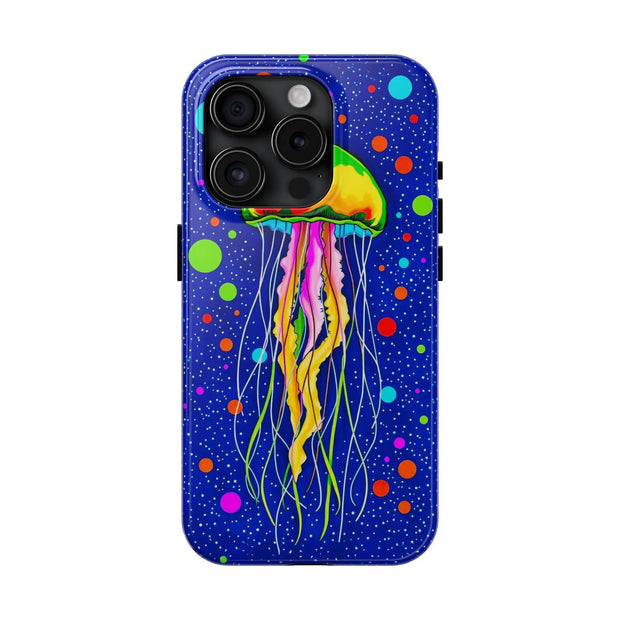 Vibrant Neon Jellyfish Cosmic Sea Tough Phone Case