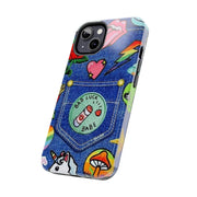 Retro Kidcore Denim Patch Tough Phone Case LavenderCeleste