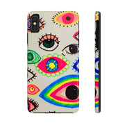 White Neon Evil Eye Psychedelic Pattern Tough Phone Case LavenderCeleste