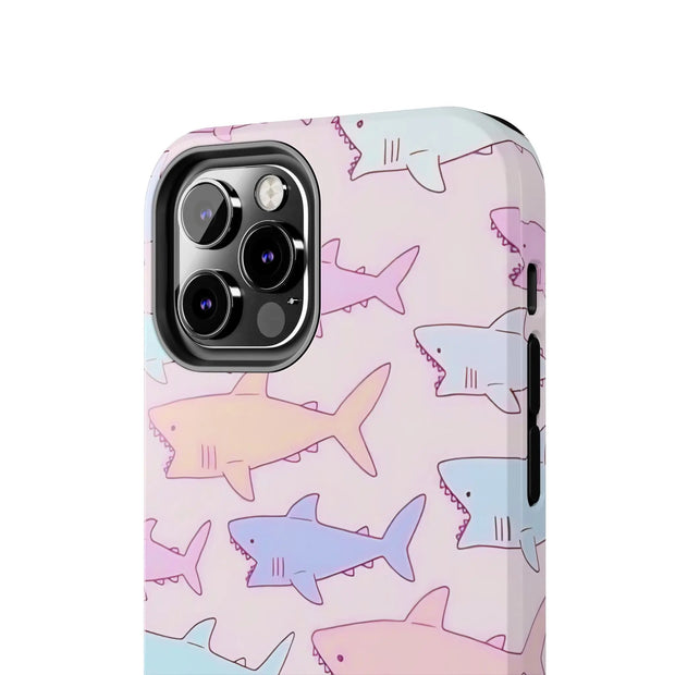 Pastel Shark Pattern Tough Phone Case Printify