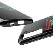 Neon Rainbow Gun Tough Phone Case – Bold Retro Vaporwave Aesthetic LavenderCeleste