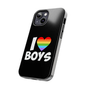 I Love Boys Pride Tough Phone Case – LGBTQ+ Rainbow Heart Design