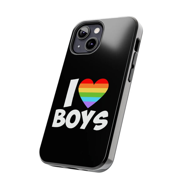 I Love Boys Pride Tough Phone Case – LGBTQ+ Rainbow Heart Design