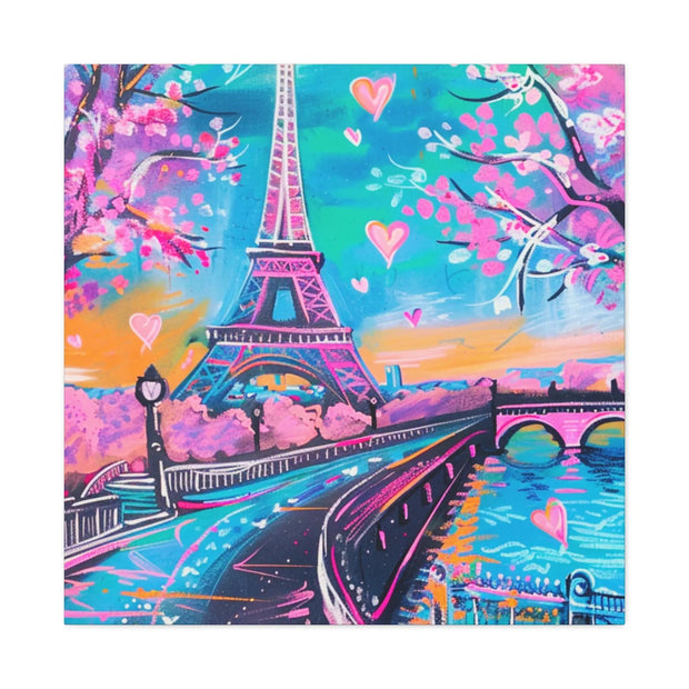 Pink Paris Eiffel Tower Dreamy Matte Canvas Art LavenderCeleste