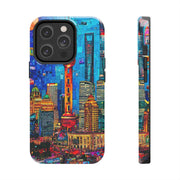 Shanghai Skyline Collage Pop Art Tough Phone Case LavenderCeleste