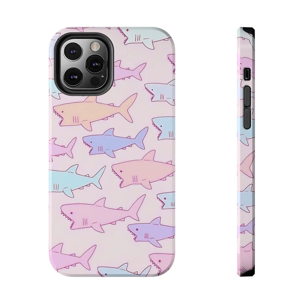 Pastel Shark Pattern Tough Phone Case Printify