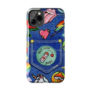 Retro Kidcore Denim Patch Tough Phone Case LavenderCeleste