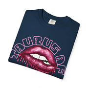 Taurus AF Glitter Lips Zodiac Comfort Colors Tee LavenderCeleste