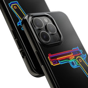 Neon Rainbow Gun Tough Phone Case – Bold Retro Vaporwave Aesthetic LavenderCeleste
