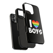 I Love Boys Pride Tough Phone Case – LGBTQ+ Rainbow Heart Design