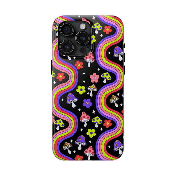 Groovy Mushroom Rainbow Tough Phone Case LavenderCeleste