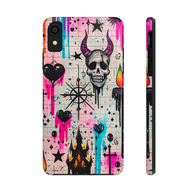 Skull Occult Neon Drip Pastel Goth Tough Phone Case LavenderCeleste