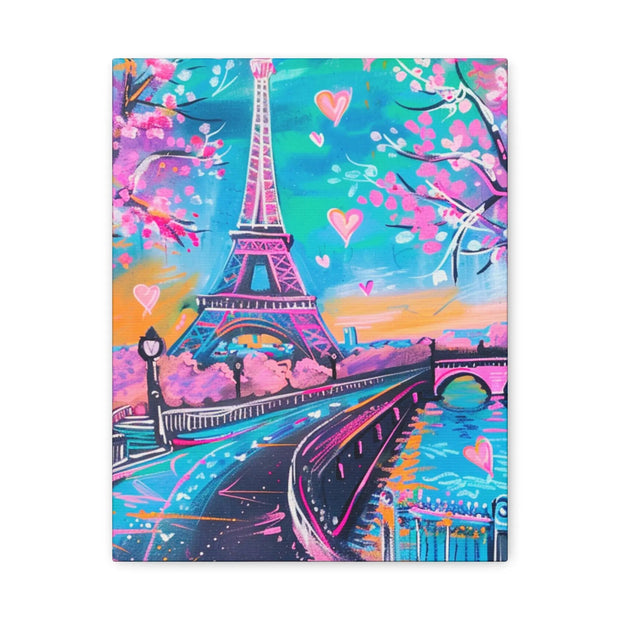 Pink Paris Eiffel Tower Dreamy Matte Canvas Art LavenderCeleste